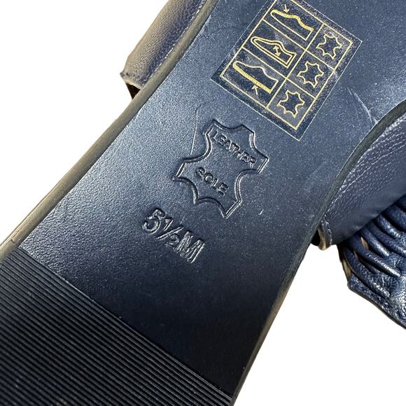 Tory Burch Sienna Point Flat Slide Mules Navy Blue Women's Size 5.5M NWOB - Picture 7 of 7